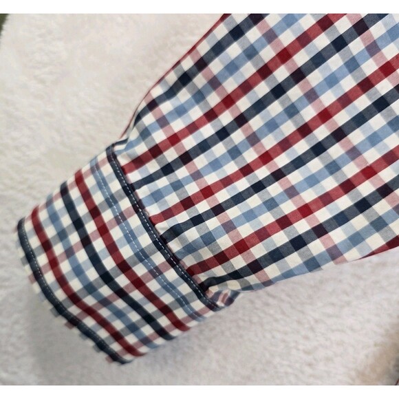 Onward Reserve Shirt Mens Large Red Blue Plaid Classic Fit Non Iron Cotton - Picture 9 of 16